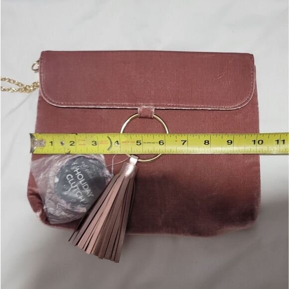 ION -HOLIDAY CLUTCH-SOFT Velvet ROSE W/GOLD COLOR ACCENT Chain Handle -NEW!!! - Picture 7 of 7